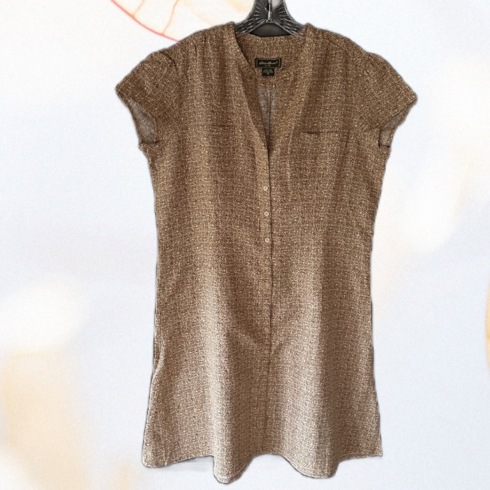 Eddie Bauer 100% Linen Short Sleeve Button Up Dress Size 18 NWOT